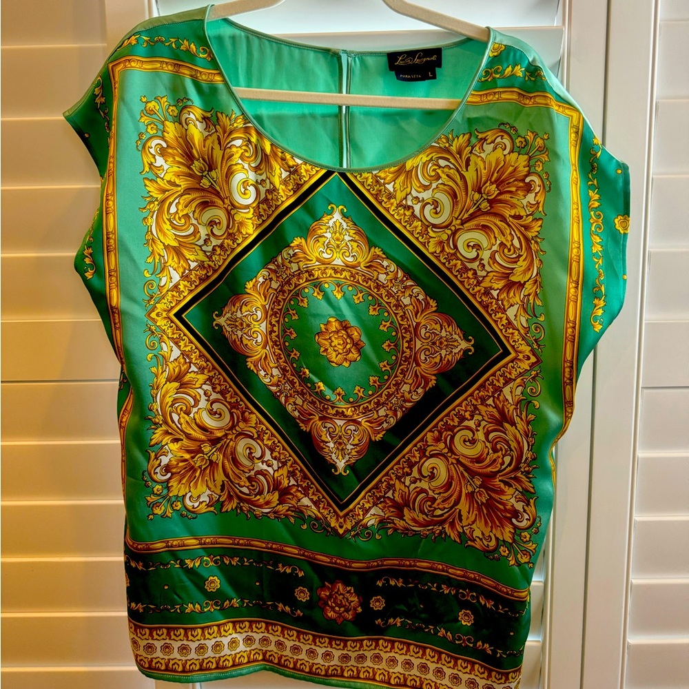Beautiful silk top by Luisa Spagnoli. Gorgeous colors perfect for summer large
